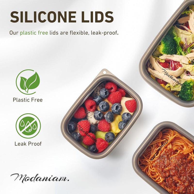 Modaniam Stainless Steel Lunch Box Adult| Meal Prep| Food Storage| Stainless Steel Lunch Containers with clear Silicone Lids| Leak Resistant|20,30, 40 OZ| Bento Box | Metal lunch Box |Lunchbox | Bentobox - Image 4